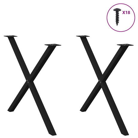 Vidaxl eettafelpoten 2 st x-vormig 90x(72-73) cm staal zwart