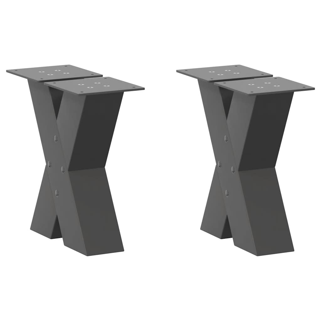 Vidaxl salontafelpoten 2 st x-vormig 30x(30-31) cm staal antraciet