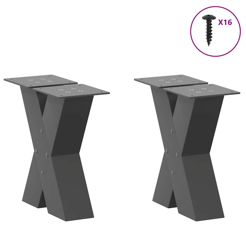 Vidaxl salontafelpoten 2 st x-vormig 30x(30-31) cm staal antraciet