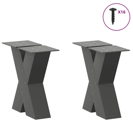 Vidaxl salontafelpoten 2 st x-vormig 40x(30-31) cm staal antraciet