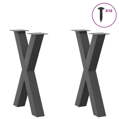 Vidaxl eettafelpoten 2 st x-vormig 60x(72-73) cm staal antraciet