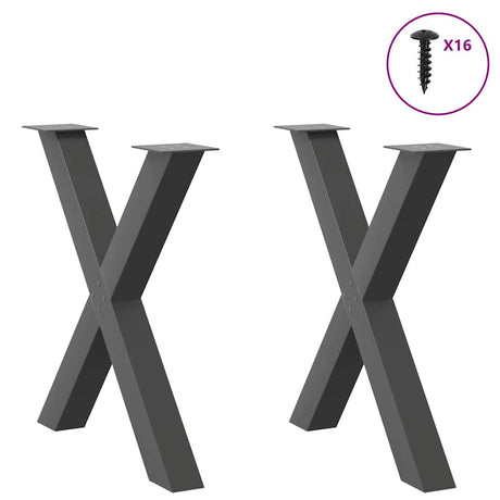 Vidaxl eettafelpoten 2 st x-vormig 70x(72-73) cm staal antraciet