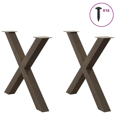 Vidaxl eettafelpoten 2 st x-vormig 90x(72-73) cm staal naturel