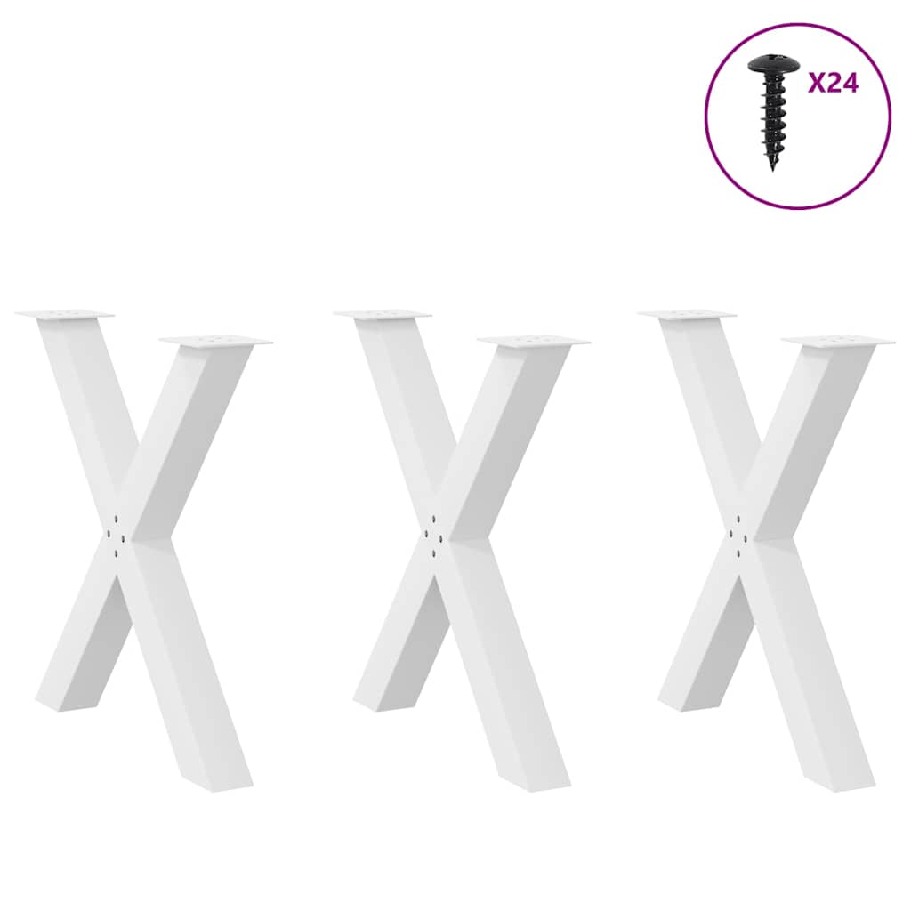 Vidaxl eettafelpoten 3 st x-vormig 70x(72-73) cm staal wit