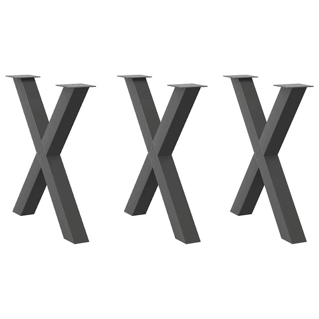 Vidaxl eettafelpoten 3 st x-vormig 70x(72-73) cm staal antraciet