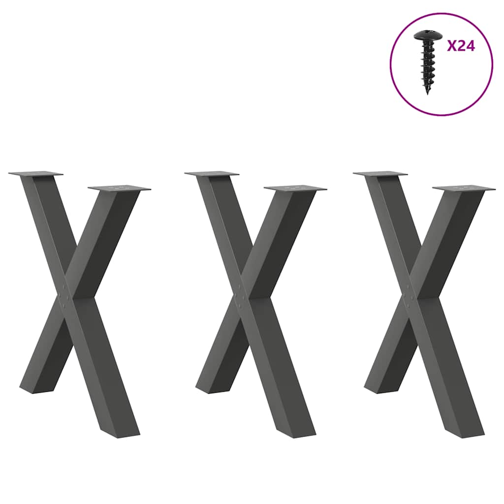 Vidaxl eettafelpoten 3 st x-vormig 70x(72-73) cm staal antraciet