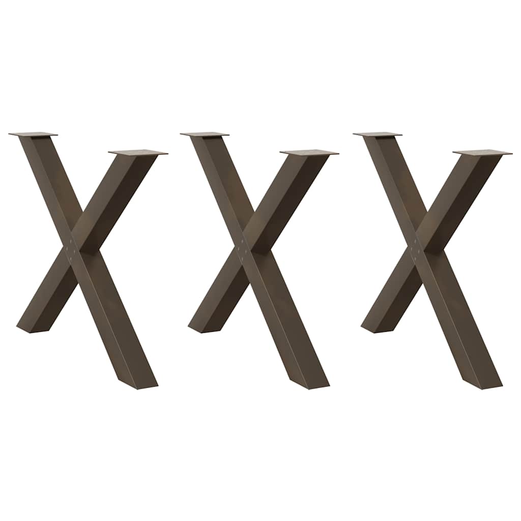 Vidaxl eettafelpoten 3 st x-vormig 90x(72-73) cm staal naturel