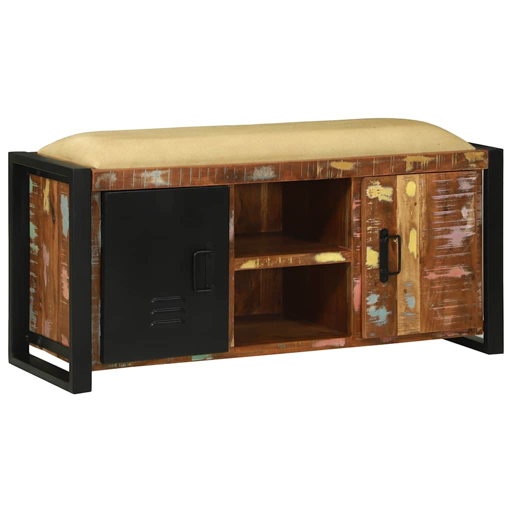 Vidaxl bank kast multikleur 100 x 35 x 50 cm massief gerecycled hout
