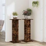 VidaXL Pflanzenständer 2 Stück 30x30x80 cm verarbeitetes Holz geräucherte Eiche