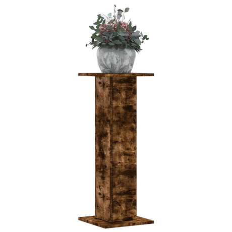 VidaXL Pflanzenständer 2 Stück 30x30x80 cm verarbeitetes Holz geräucherte Eiche