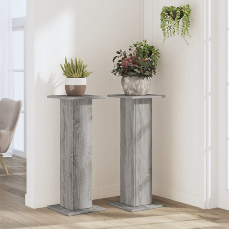 Vidaxxl Pflanzenständer 2 Stück 30x30x80 cm Holzwerkstoff, graues Sonoma