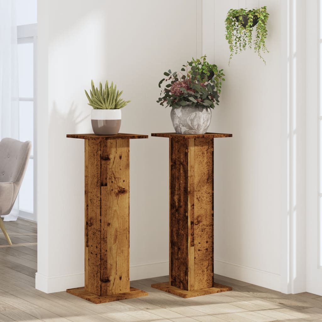 Vidaxx Pflanzenständer 2 Stück 30x30x80 cm behandeltes Holz, altholzfarben