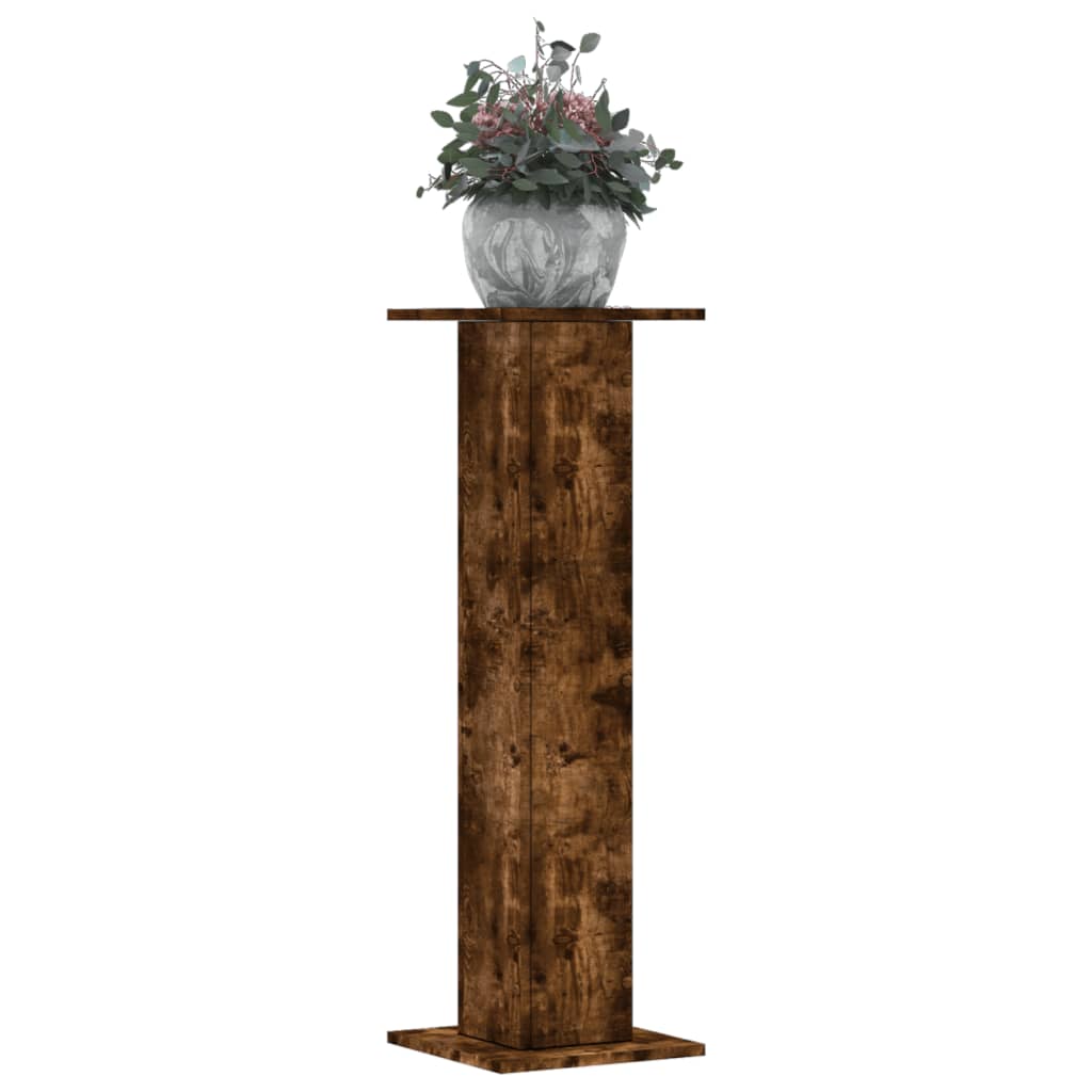 VidaXL Pflanzenständer 2 Stück 30x30x95 cm verarbeitetes Holz geräucherte Eiche