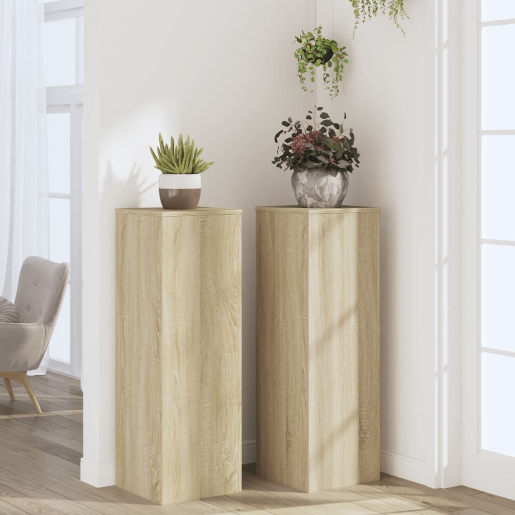 VidaXL Pflanzenständer 2 Stk. 33 x 33 x 100 cm, Holzwerkstoff Sonoma-Eiche