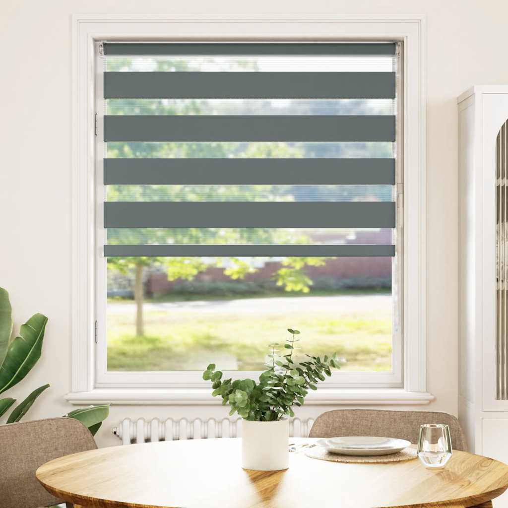 VidaXL Zebra-Rollo 95x100 cm Stoffbreite 90,9 cm Dunkelgrau