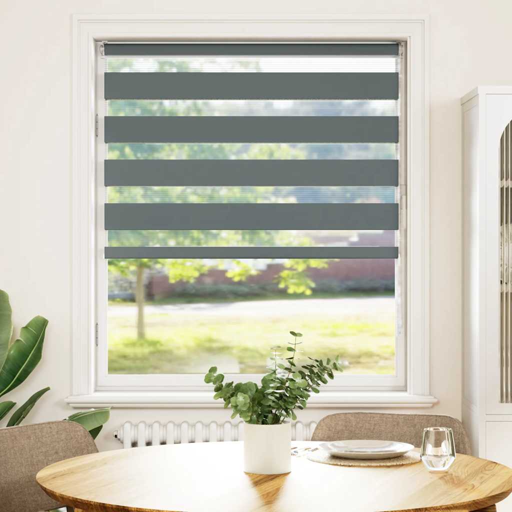 VidaXL Zebra-Rollo 95x150 cm Stoffbreite 90,9 cm Dunkelgrau