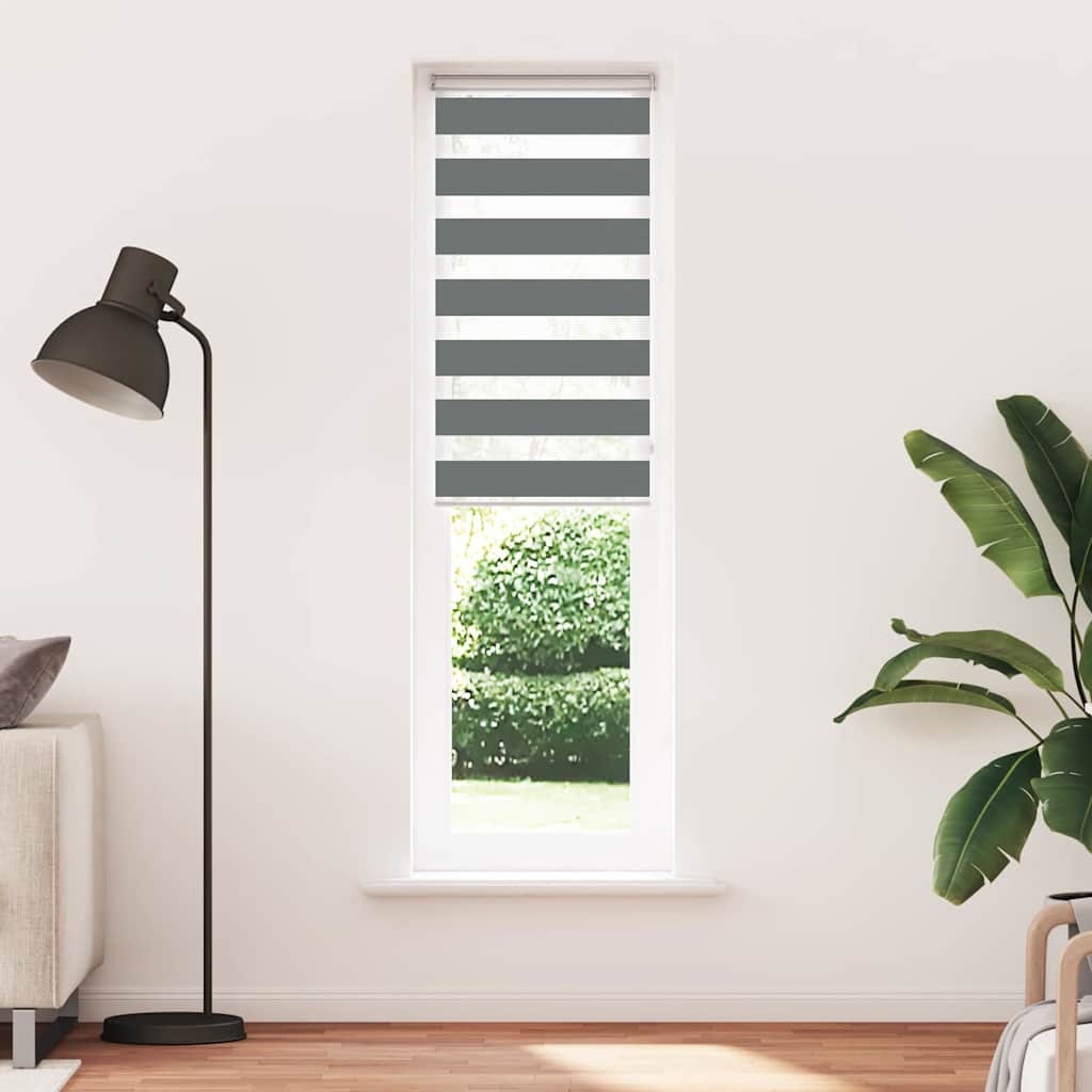 VidaXL Zebra-Rollo 65x200 cm Stoffbreite 60,9 cm Dunkelgrau