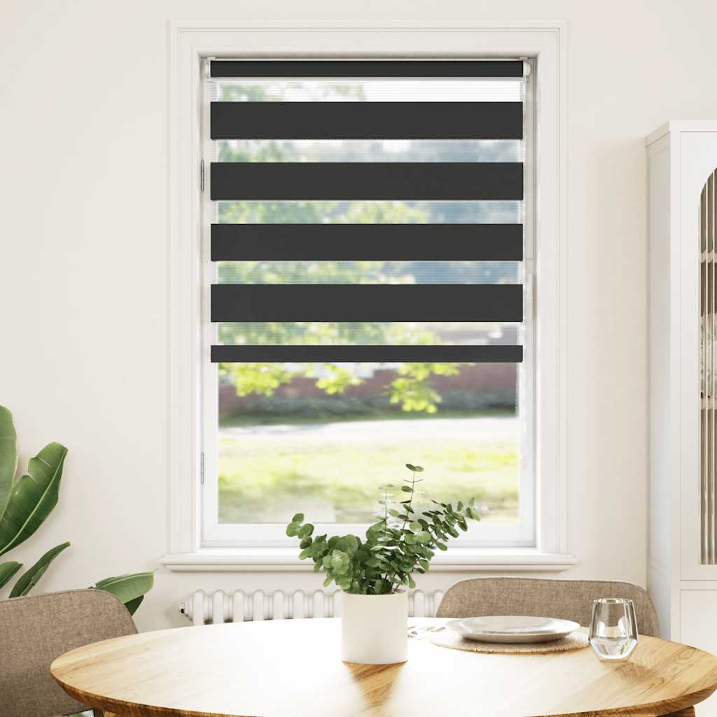 VidaXL Zebra-Rollo 85x150 cm Stoffbreite 80,9 cm Schwarz