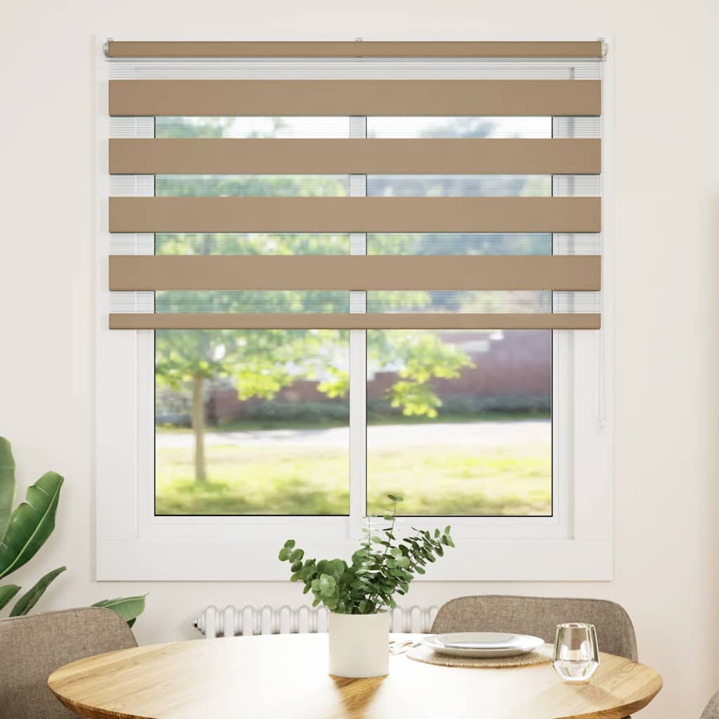 VidaXL Zebrarollo 130x100 cm Stoffbreite 125,9 cm Polyester Sandbraun