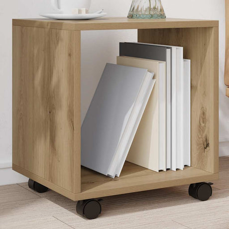 Vidaxl rolkast 37x33x42,5 cm bewerkt hout artisanaal eikenkleurig