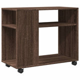 Vidaxl bijzettafel met wieltjes 70x35x60 cm hout bruin eikenkleurig