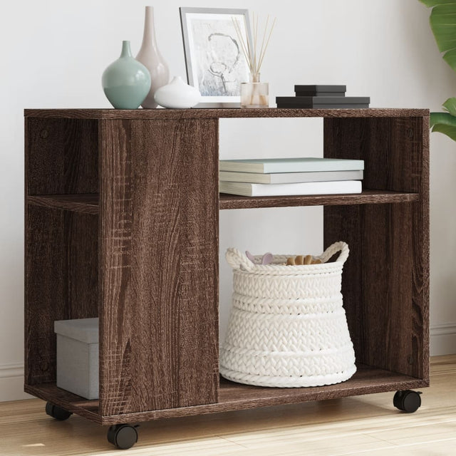 Vidaxl bijzettafel met wieltjes 70x35x60 cm hout bruin eikenkleurig