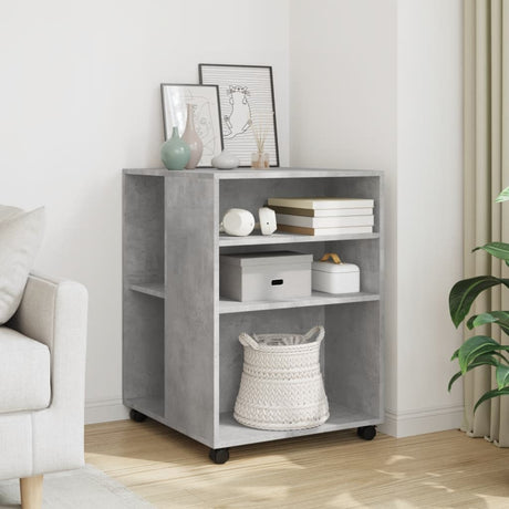 Vidaxl bijzettafel met wieltjes 55x60x78 cm bewerkt hout betongrijs