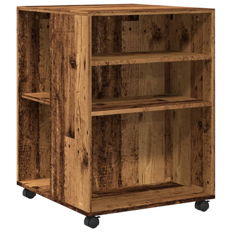 Vidaxl bijzettafel met wieltjes 55x60x78 cm bewerkt hout oud houtkleur