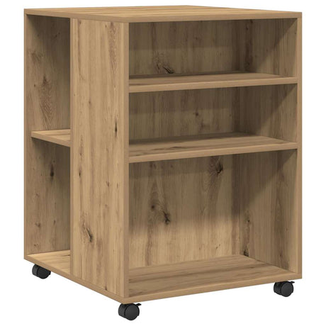 Vidaxl bijzettafel met wieltjes 55x60x78 cm hout artisanaal eikenkleur