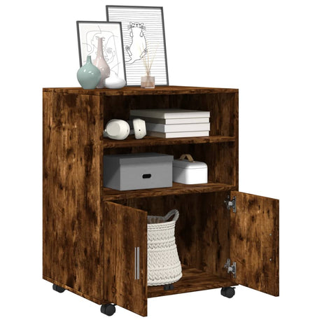 Vidaxl rolkast 60x48x81 cm bewerkt hout gerookt eikenkleurig