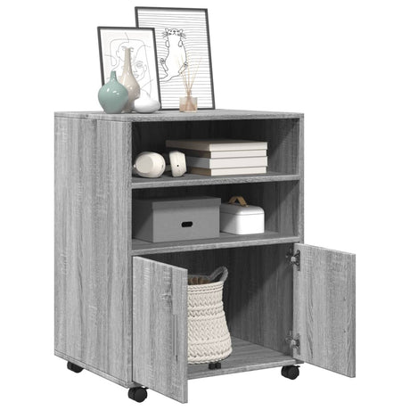 Vidaxl rolkast 60x48x81 cm bewerkt hout grijs sonoma eikenkleurig