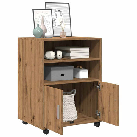 Vidaxl rolkast 60x48x81 cm bewerkt hout artisanaal eikenkleurig