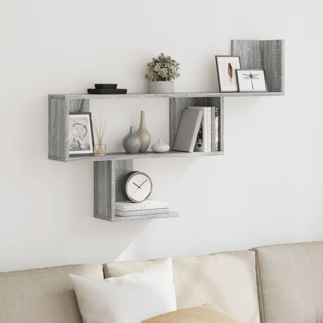 Vidaxl wandschap 100x15x70 cm bewerkt hout grijs sonoma eikenkleurig
