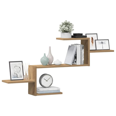 Vidaxl wandschap 104x15x49 cm bewerkt hout artisanaal eikenkleurig