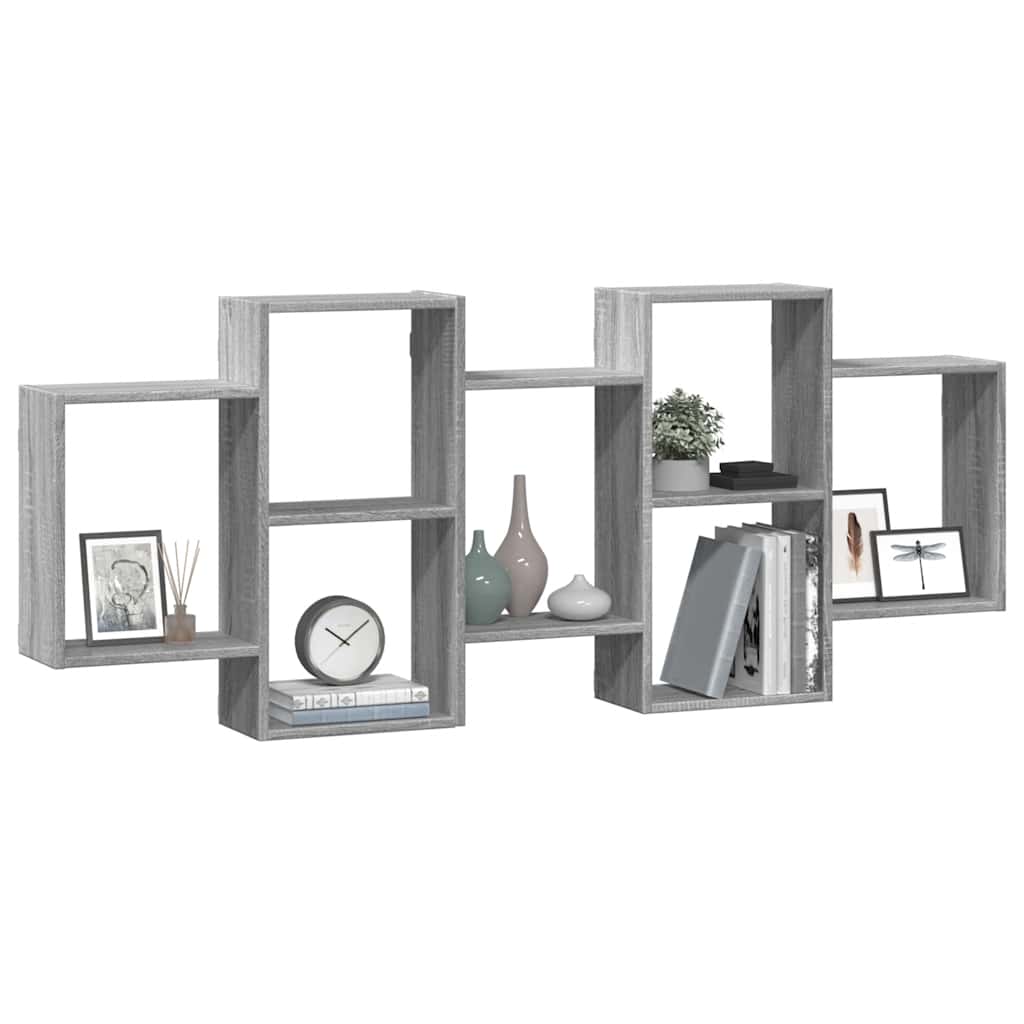 Vidaxl wandschap 159x18x65 cm bewerkt hout grijs sonoma eikenkleurig