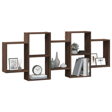 Vidaxl wandschap 159x18x65 cm bewerkt hout bruin eikenkleurig