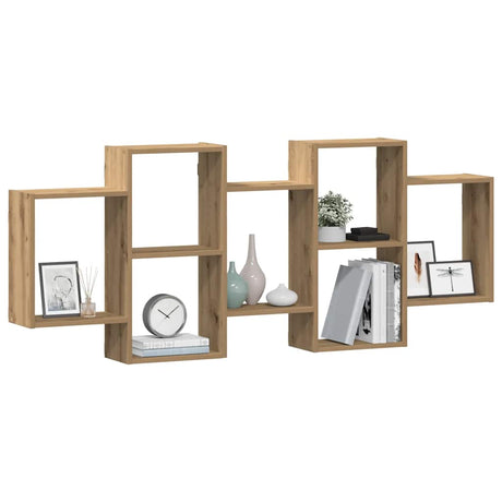 Vidaxl wandschap 159x18x65 cm bewerkt hout artisanaal eikenkleurig