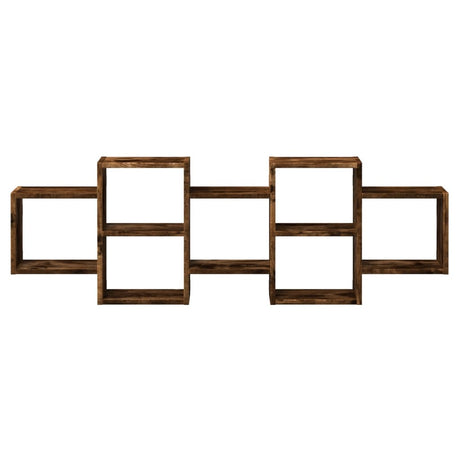Vidaxl wandschap 129x18x42 cm bewerkt hout gerookt eikenkleurig