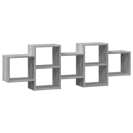 Vidaxl wandschap 129x18x42 cm bewerkt hout grijs sonoma eikenkleurig
