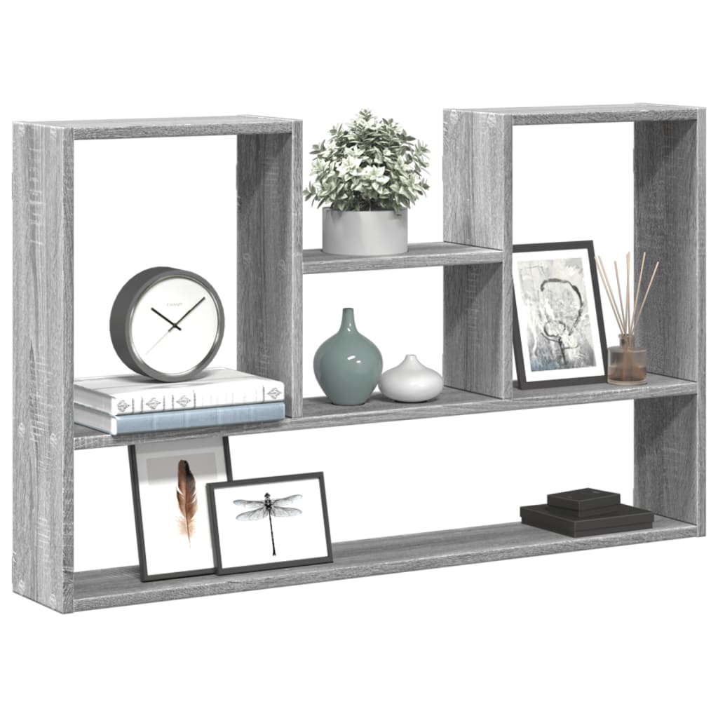 Vidaxl wandschap 99x15x60 cm bewerkt hout grijs sonoma eikenkleurig
