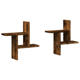 Vidaxl wandschappen 2 st 38x12x38 cm bewerkt hout gerookt eikenkleurig
