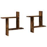 Vidaxl wandschappen 2 st 50x12x50 cm bewerkt hout gerookt eikenkleurig