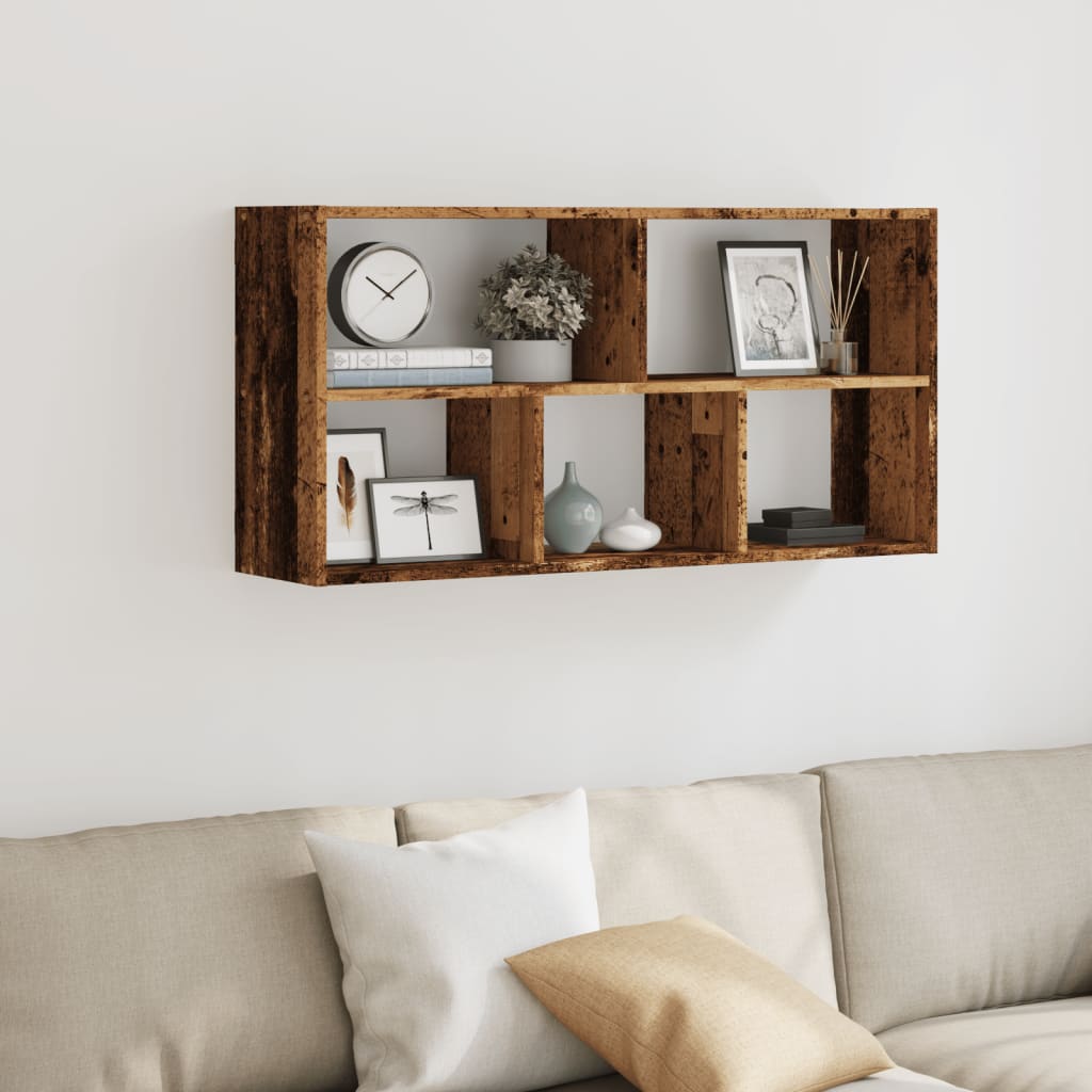 Vidaxl wandschap 100x25x50 cm bewerkt hout oud houtkleurig