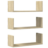 Vidaxl wandschappen 3 st 58x18x18 cm spaanplaat sonoma eikenkleurig