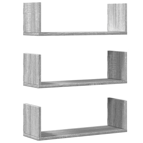 Vidaxl wandschappen 3 st 58x18x18 cm bewerkt hout grijs sonoma eiken