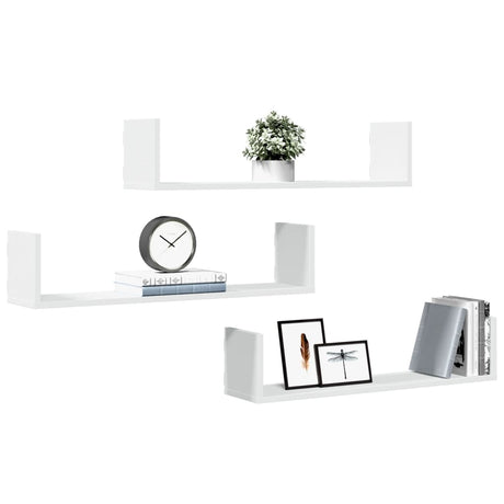 Vidaxl wandschappen 3 st 80x18x18 cm bewerkt hout wit