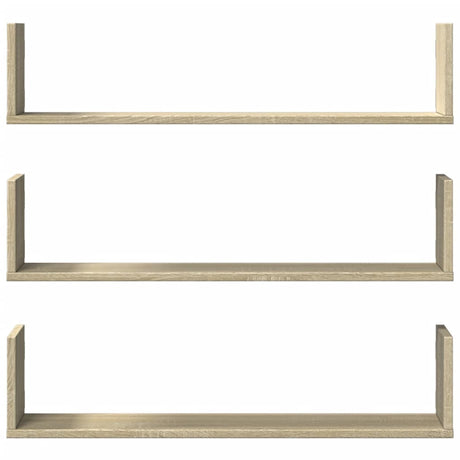 Vidaxl wandschappen 3 st 80x18x18 cm bewerkt hout sonoma eikenkleurig