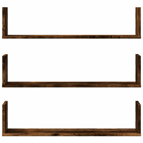 Vidaxl wandschappen 3 st 80x18x18 cm bewerkt hout gerookt eikenkleurig