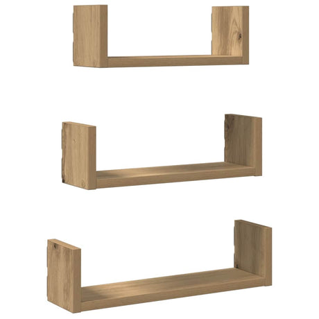 Vidaxl wandschappen 3 st bewerkt hout artisanaal eiken
