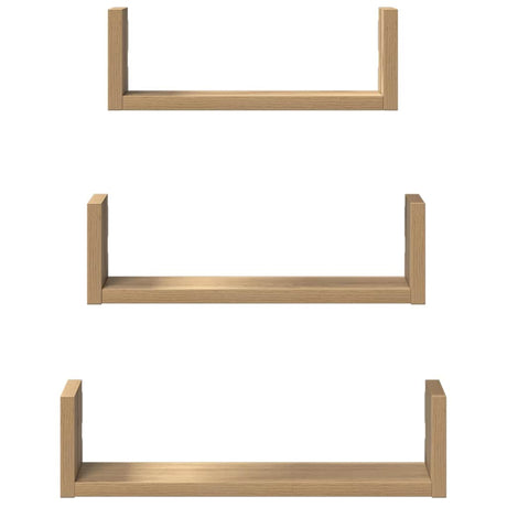 Vidaxl wandschappen 3 st bewerkt hout artisanaal eiken